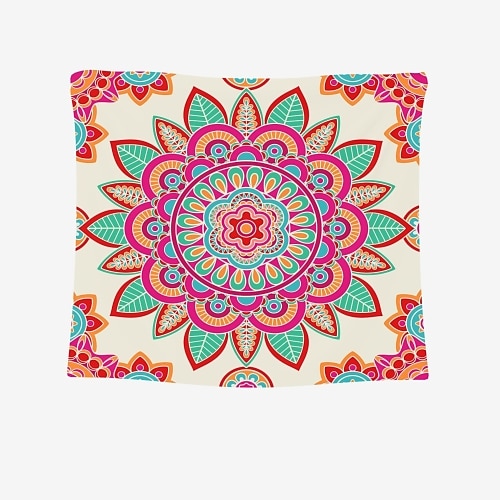 Mandala Bohemian Wandteppich Kunst Dekor Decke Vorhang hängen zu Hause Schlafzimmer Wohnzimmer Wohnheim Dekoration Boho Hippie psychedelische Blumenblume Lotus Indianer Image
