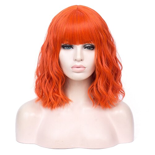 grüne Perücken für Frauen Cosplay-Perücken für Frauen Bobo grün rot blau lila orange schwarz rosa Perücke kurze lockige synthetische Perücke mit Pony Weihnachtsparty-Perücken St.Patrick's Day Perücken Image