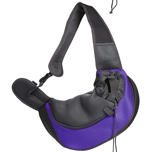 Katze Hund Tragetasche Reiserucksack Umhängetasche Schultertasche aus Sling Tragbar Atmungsaktiv Solide Stoff Kleiner Hund Purpur Gelb Blau Image