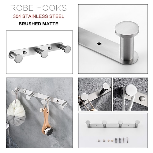 Badezimmerregal, Kleiderhaken, Badezimmerregal, neues Design, bezaubernd, kreativ, zeitgenössisch, modern, Edelstahl, kohlenstoffarmer Stahl, Metall, 1 Stück – Badezimmer-Wandmontage Image