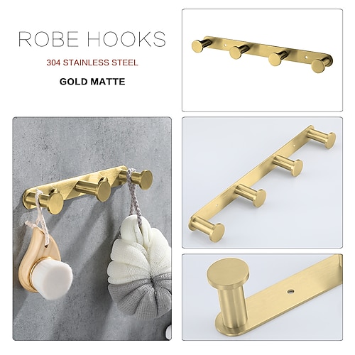 Badezimmerregal, Kleiderhaken, Badezimmerregal, neues Design, bezaubernd, kreativ, zeitgenössisch, modern, Edelstahl, kohlenstoffarmer Stahl, Metall, 1 Stück – Badezimmer-Wandmontage Image