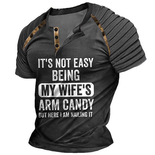 Herren Lustiges Grafik T-Shirt 'Es Ist Nicht Einfach Der Arm Candy Meiner Frau Zu Sein Aber Hier Bin Ich Und Es Läuft Gut' - Kurzarm Ehemann Humor Geschenk Image