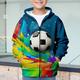 Jungen 3D Fußball Kapuzenshirt Mantel Oberbekleidung Langarm 3D-Druck Herbst Winter Modisch Strassenmode Cool Polyester kinderkleidung 3-12 Jahre Outdoor Casual Täglich Regular Fit