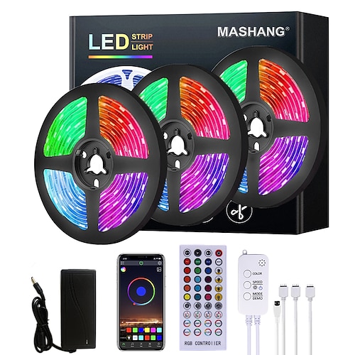 LED Streifenlichter 20m 65ft Smart LED Streifenlichter TV Hintergrundbeleuchtung RGB Bluetooth Musik-Synchronisation 5M 10M 15M 2835 SMD Farbwechsel mit 40-Tasten-Controller für Schlafzimmer Küche Image