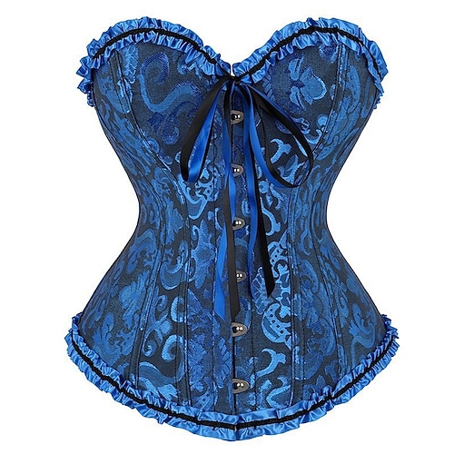 Korsett Damen Übergrößen Korsetts Korsetts Country Sexy Lady Sweetheart Bauchkontrolle Push Up Jacquard abstrakte Blume Hakenamp;Auge schnüren Nylon Polyester / Baumwolle Hochzeit spezielle Home Image
