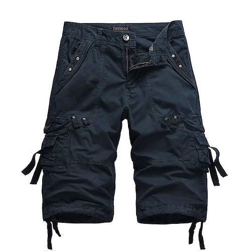 Herren Cargo-Shorts Caprihose Knielange Shorts Wander-Shorts Mehrere Taschen Einfach Wadenlang Täglich Basic Große Größen Wein Armeegrün Image