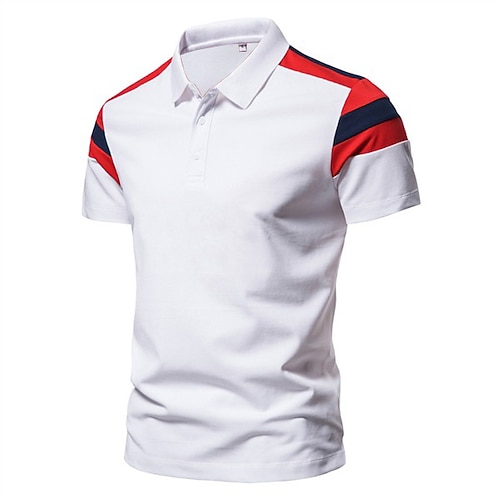 Herren-Poloshirt mit 3D-Print, Golfshirt, lässiger Polokragen, klassisch, kurzärmlig, lässig, einfarbig, Knopfleiste vorne, Frühling Sommer, normale Passform, weiß, rot, marineblau, Poloshirt Image