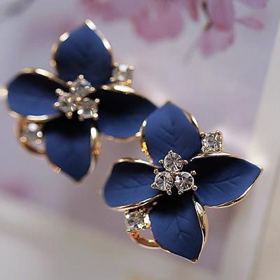 1 Paar Ohrstecker For Damen Party Casual Täglich Strass vergoldet Blumen Blume Kamelie Image