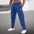 Herren Jogginghose Trainingshose Jogginghose Jogger Hose Hosen Kordelzug Elastische Taille Multi Pocket Glatt Stickerei Komfort Atmungsaktiv Casual Täglich Festtage Sport Modisch Schwarz Weiß