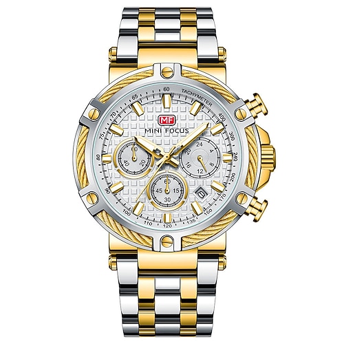 MINI FOCUS Chronograph Multifunktions Quarz Herren Uhren Luxus Edelstahlarmband Business Herrenuhr Wasserdicht relogio masculino Image