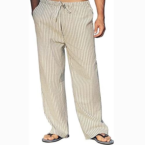 Herren Hose Hosen Sommerhosen Strandhose Kordelzug Elastische Taille Gerade geschnitten Streifen Komfort Casual Täglich Festtage Strassenmode Designer Schwarz Purpur