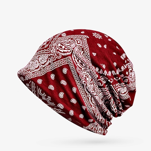 Herren Beanie-Mütze und Schal-Set Weinrot Schwarz Acrylfasern Strick Zwei Verwendungsmöglichkeiten Sport und Freizeit Brautkleider schlicht Outdoor Heim Täglich Blumen / Pflanzen Elasthan Lässig Image