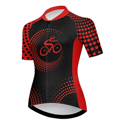 Damen Radtrikot Grafik Geometrisch Lustig Kurzarm Fahhrad Trikot Oberteil mit 3 Gesäßtaschen Mountainbike MTB Straßenradsport Schnelltrocknend Reflektierende Streifen Rückentasche Image