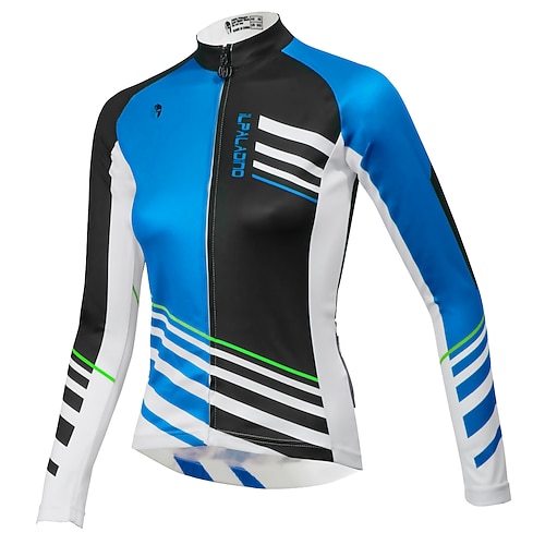 Damen Radtrikot Gemustert Charakter Langarm Fahhrad Trikot Oberteil mit 3 Gesäßtaschen Mountainbike MTB Straßenradsport nahtlos 3D-Polster Schnelltrocknend Anatomisches Design Sport Blau Gelb Rosa Image