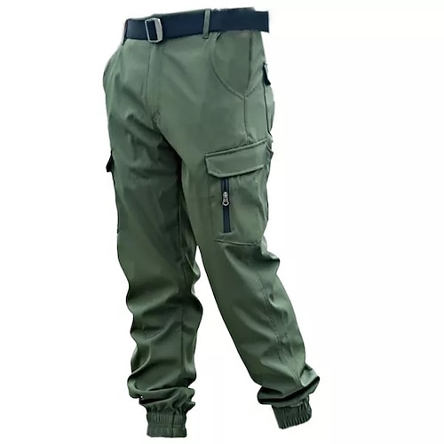 Taktische Cargohose für Herren, Arbeitshose, strapazierfähige Stretchhose mit mehreren Taschen, Feder- und Herbstsport, Outdoor, elastische Bündchen, Jogger, Freizeitoverall, Tarnhose ohne Gürtel Image