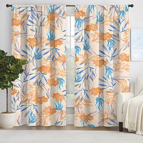 2-teilige Vorhangvorhänge, Verdunkelungsvorhang für Wohnzimmer, Schlafzimmer, Küche, Fensterbehandlungen, wärmeisolierte Raumverdunkelung Image