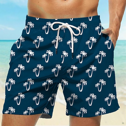 Herren Kokospalme Badehosen Badeshorts Boardshorts Mittlere Taille Hawaiianisch Lässig Strand Ferien Kordelzug mit Mesh-Futter Elastischer Bund Designer Bekleidung Image