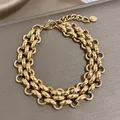 Bracciale a catena spessa e robusta in acciaio inossidabile alla moda per le donne Gioielli con braccialetti a maglie multistrato lucidi con dichiarazione punk