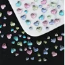 100pcs Nail Flat Bottom Diamond Heart Diamond Super Flash Multi cut Diamond Pink Lake Blue Green