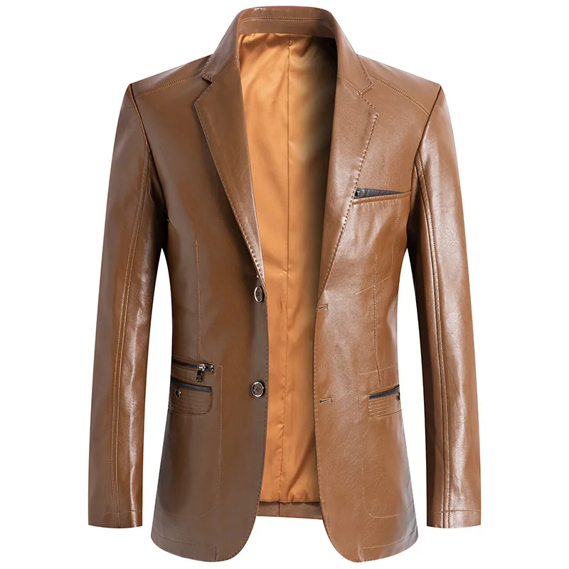 2025 Giacca autunnale da uomo Cappotto in pelle tinta unita Giacca Casual Cappotto da motociclista in pelle Giacche da uomo di grandi dimensioni 6XL 7XL