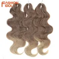 FASHION IDOL 24 pollici Body Wave Crochet Hair 3PCS trecce di capelli sintetici capelli finti Ombre