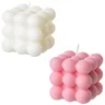 Candela a bolle rosa bianca da 2 pezzi-candele a forma di cubo di cera di soia candela per