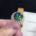 Huitan Big Round Green Cubic Zirconia anello da dito per le donne accessori brillanti anello Vintage