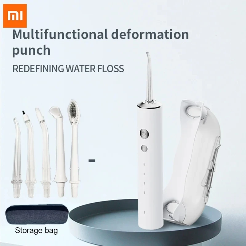 Xiaomi Irrigatore Orale per Denti Acqua Flosser Multi-funzione Portatile Dentale Getto D'acqua 300ML Serbatoio di Acqua Detergente per Denti Staccabile