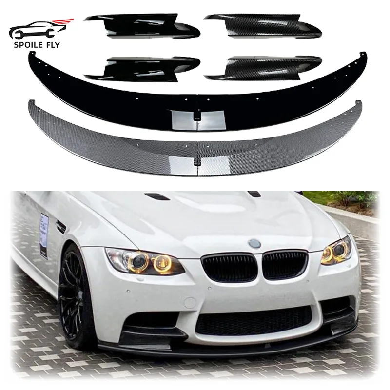4 PZ Da 2006 A 2013 Per BMW Serie 3 M3 E90 E91 E92 E93 Paraurti Anteriore Lip Splitter Diffusore Spoiler Di ABS Gloss Nero Body Kit