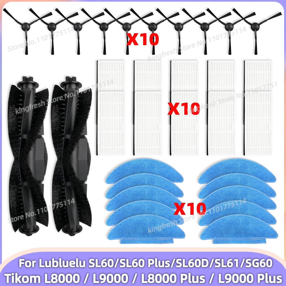 Compatibile con Lubluelu SL60 Plus/SL60D/SL61/SG60/SL60, Tikom L8000/L9000/L8000 Plus/L9000 Plus, Agaro Alpha, Laresar L6 Nex Parti: Rullo Principale, Spazzola Laterale, Filtro HEPA, Panno per Pulizia