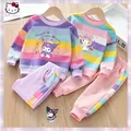 2 pz Sanrioed Anime Kuromi Melody Y2K bambini abbigliamento sportivo ragazza moda felpa top