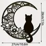 Black Cat On The Moon pedoni da parete Cat And Moon Metal Wall Decor Black Cat Wall Sculpture For