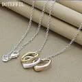 DOTEFFIL 925 Sterling Silver 18 Inch Chain Rose Gold Tricolor Heart Pendant Necklace For Women