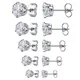 4-8mm Zirconia Stud Earrings for Women Girls Men Punk Stainless Steel Stone CZ Crystal Round Black