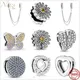 925 Sterling Silver safety chain Charm Daisy Butterfly clips Beads Fit Original Pandora Reflections