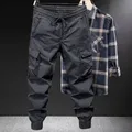 Men Work Pants Straight Trousers with Multiple Pockets Grey Black Green M 3XL Suitable for Outdoor