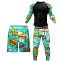 MMA BJJ Martial Arts Wear Boxing Rashguard T-shirt+Pants Set Fighting Striker Training Boxing