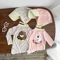 Korean Fashion Swimwear for Kids Boy Girl Cute Cartoon Rabbit Bear Swimsuit Swimming Hat Soft Long