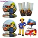 Fireman Sam Party Tableware Plates Cups Fire Engine truck Fireman Sam Ballon kids Boys Firefighter