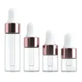 10/20pcs Mini Dropper Bottles Glass Empty Essential Oil Aromatherapy Bottles Rose Gold Cap Pipettes