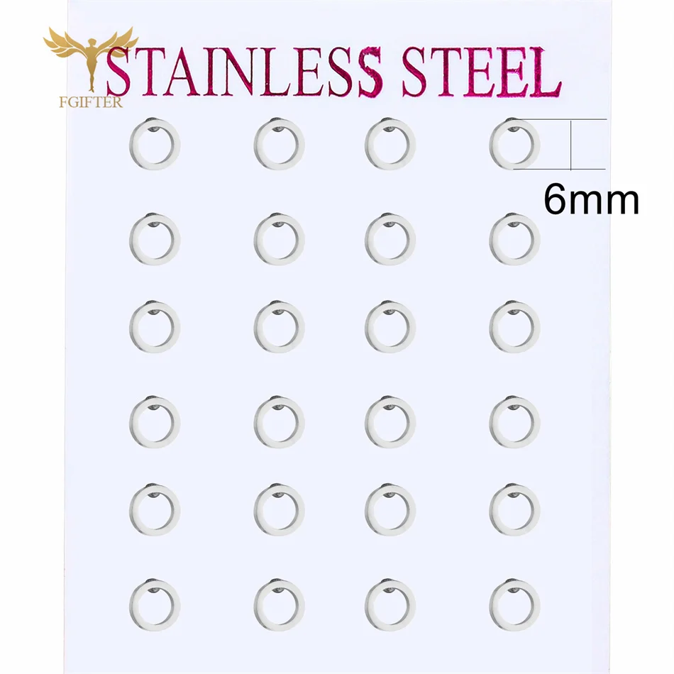 12 Pairs Lot Minimalist Hollow Round Stud Earrings Set Geometry Stainless Steel Jewelry Men Women Ear Piercing Studs Resale