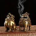 1pc Antique Mythical Beast Figurines Small Incense Burner Retro Brass Hollow Incense Holder with