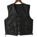 1 pz Punk Biker Vest Lace Button autunno giacca senza maniche per uomo gilet da moto in poliestere