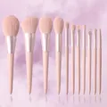 11 pcs Pink Makeup Brushes Set Vegan Eyebrow Eyelash Powder Synthetic Hair Foundation Brush Make Up