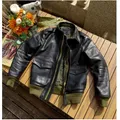 Free shipping.Bomber A2 style genuine leather jacket.Men luxury thick Italy calf coat.quality casual