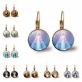 Classic Jewelry Glass Pendant Alloy Earrings Virgin Mary Earrings Vintage Versatile Jewelry Gifts