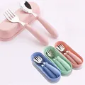 3pcs Children Spoon Forks Box Kids Stainless Steel Kids Cutlery Portable Baby Feeding Utensils Baby