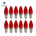 10pcs E12 LED candle bulb 110V 220V 1.5W Glass Cover Red lighting Bulb Buddha lotus God lamp 4LEDS