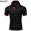 Nuove Polo per gli uomini Casual Solid Fit Slim Fit Mens Polo Estate Lapel Maschio Tops Moda Uomini