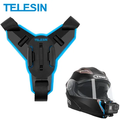 TELESIN Motorcycle Helmet Strap Mount for GoPro Hero 13 12 11 10 9 8 7 Black Insta360 DJI OSMO Action Helmet Holder Accessories
